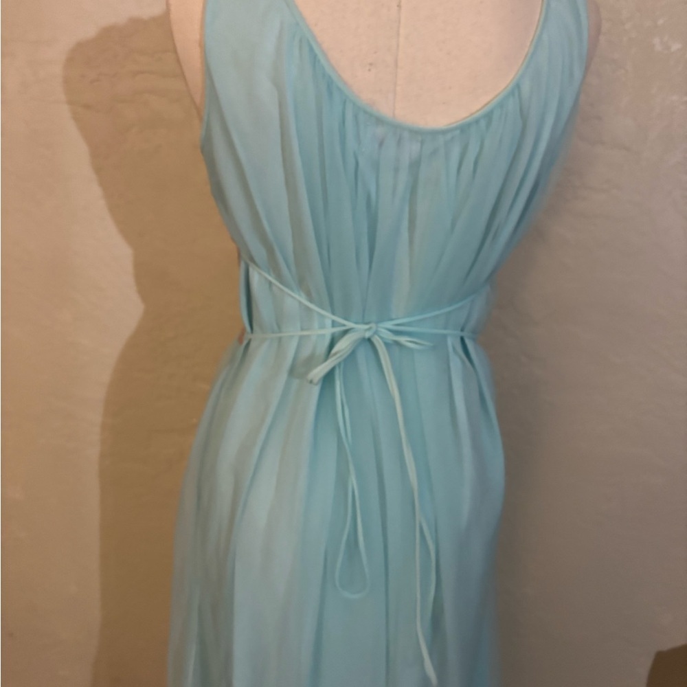 Women's Vintage Avian Light Blue Sleeveless Chiffon Nightgown Lace Sz M/L - Picture 4 of 14